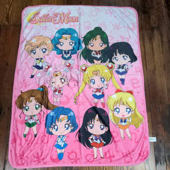 Toei Animation Sailor Moon Fleece Blanket Pink Size 58x45 Anime Chibi - Picture 2 of 8